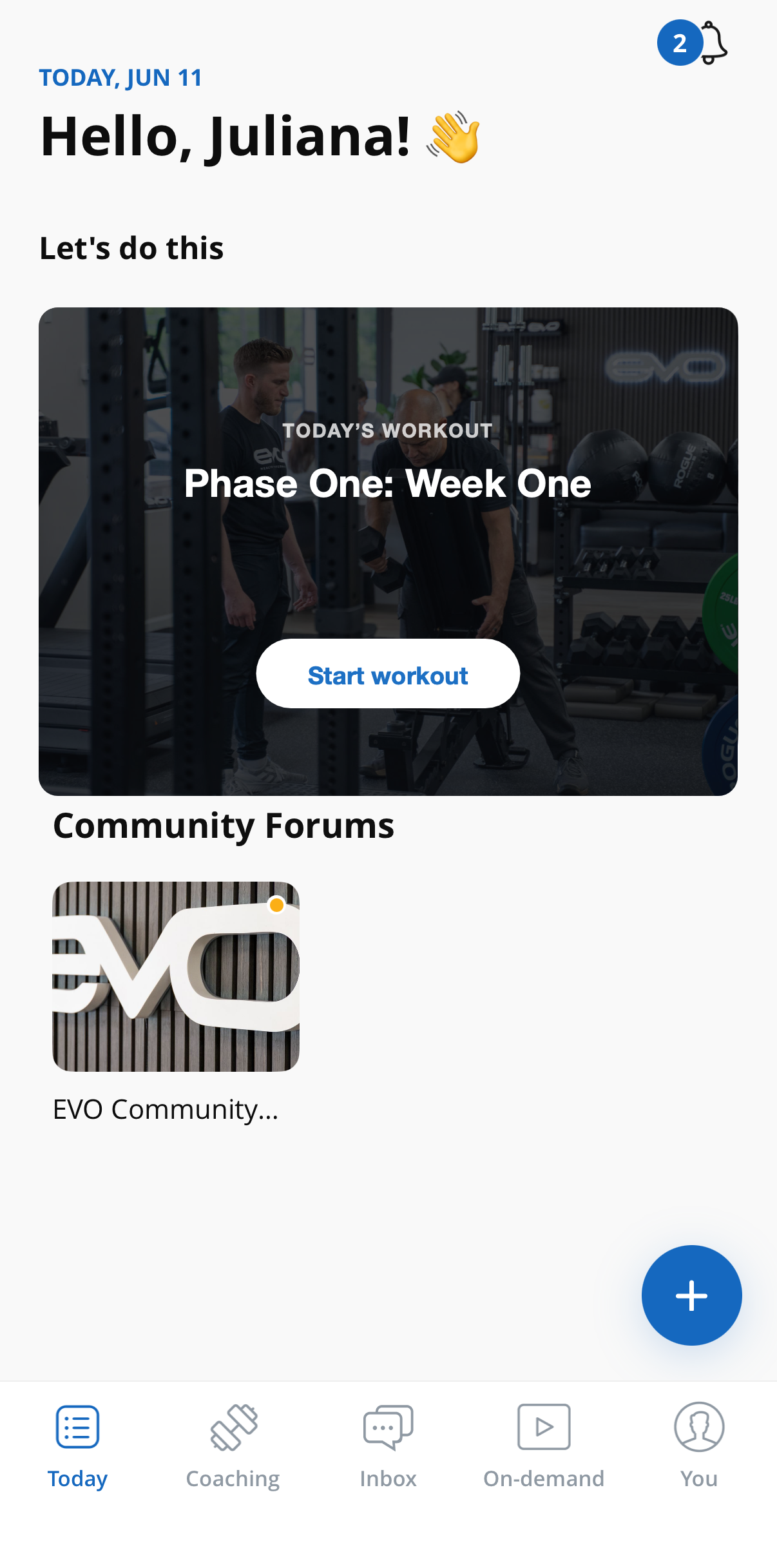 The Shoulder Pain Reset home screen in the EVO Health App